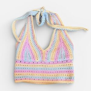 Hollister Pastel Crochet Halter Top